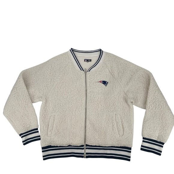 NFL Team Apparel New England Patriots Full-Zip Sherpa Jacket White Size 2XL - Picture 1 of 11